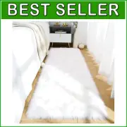 Luxurious White Faux Sheepskin Rug, 2x6 Ft - Soft and Fluffy Runner for Bedrooms
