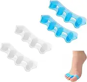 2 Pair Toe Spacers Straightener to Correct Bunions,Soft Rubber Toe Spreader for Men and Women,Hammer and Claw Toes,Foot Pain Relief from Plantar Fasciitis(Blue)
