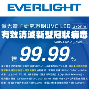 【億光】UVC LED 殺菌抗敏 除臭單電壓 紫外線 殺菌光 防疫 空氣清淨機 抗PM2.5 16坪 (5折)
