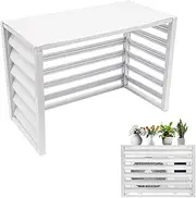 ZGSYH Air Conditioner Fence for Outside,New Metal Louvered Privacy Screen AC Fence Screen,4 Panels Weatherproof Freestanding AC Covers for AC Units/Trash Cans(White,Large)