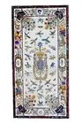 Rectangle Marble Dining Table Top Nature Pattern Inlay Work Sofa Center Table
