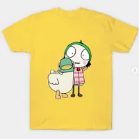 在飛比找蝦皮購物優惠-動畫莎拉與乖乖鴨Sarah & Duck 圖案印花男士純棉圓