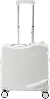 [LeeQinersw] Kids Ride on Suitcase, Travel Luggage with Wheels, Trips Compact Outdoor Adjustable 18inch Carry on Luggage Rolling Suitcase, White