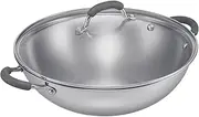 [RACO] Reliance 32cm Stainless Steel Wok - Induction Compatible, Dishwasher & Oven Safe, Covered Wok with Tempered Glass Lid, Heat-Resistant Handles, All Stovetops