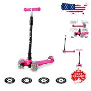 Sturdy 3-Wheel Kick Scooter with Extra-Wide Deck & Light-Up Wheels for Children