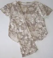 NWT N Natori SAND TAUPE ARTSY FLORAL Sweater-Knit Pajama/Lounge Set L POCKETS