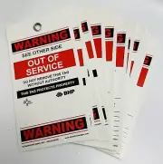 25 Pcs “Warning Out of Service” Lockout Safety Tag 7-1/2"x4" W/ Removable Stub