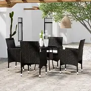 5 Piece Garden Dining Set Poly Rattan Black Patio Bar Sets