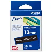 Brother TZe-335 Laminated Tape 12mm x 8m White on Black