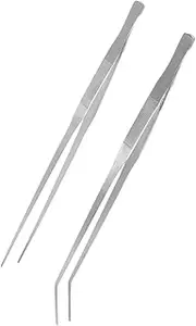 BESPORTBLE 2pcs Stainless Steel Aquarium Tweezers Straight Curved Plant Tongs for Fish Tank Aquatic Plants Ergonomic Design for Professional Aquarists