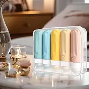 Travel Size Toiletries Bottles Set of 5, Refillable Containers for Shampoo Conditioner, Leak Proof Travel Accessories with Toiletry Bag
