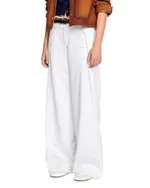 Sandro Everly Pleated Wide Leg Jeans in White