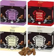 Soul Sticks Assorted Backflow Incense Cones for Meditation, Yoga and Aromatherapy | 40 Premium Backflow Cones | Fits All Backflow Incense Burners (Serenity)