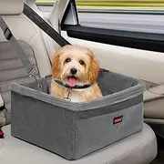 PaWz Dog Deluxe Car Seat, Pet Booster Seat for Small and Medium Pets up to 20 lbs Dogs and Cats, Safety Belt, Metal Frame Construction, Side Pockets, Waterproof Oxford Cloth, Removable Washable Liner