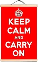 KEEP CALM AND CARRY ON Motivational poster hanging canvas scroll painting - Vintage living room hall hanging banner, room & office classroom wall decor painting (60X90 CM)