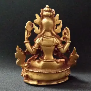 四臂觀音 尼泊爾製純銅鎏金佛像 (6.4折)