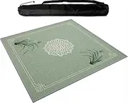 Square Mahjong Mat with Rubber Backing, Anti Slip and Noise Reduction Table Cover, Table Mat for Mahjong Paigow Poker Card Games,Green (110cm/43.3in)