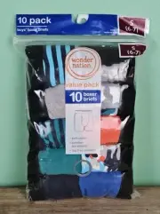 Wonder Nation Boys Boxer Briefs 10-Pair Underwear Cotton Tag Free ~ S (6-7)