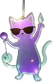 Cat Sun Catchers, Kitten Art Pendant, Acrylic Decoration Colorful Wall Art for Living Room Kitchen Garden Window Panels