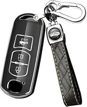 ontto TPU Car Key fob Cover Fit for Mazda 2 3 5 6 CX-5 CX-7 CX-9 CX-3 CX-4 CX-4 MX5 2015-2017 Remote Key case Shell Key Holder Bag Keychain Keyring Protector 3 Buttons Accessories Black B