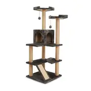 All Day 4 Tier Cubby Cat Scratch Tree Charcoal 50x50x136cm