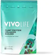 Vivo life - Plant Protein Collagen Builder with Vitamin C, Amino Acids and Hyaluronic Acid, Support Healthy Hair, Skin & Nails, Vegan (Chocolate Mint)