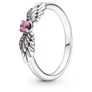 NWT - PANDORA Sparkling Angel Wings Ring 925 SILVER - w/ Pink Stone - size 7.5
