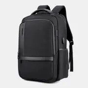 Men Large Capacity Waterproof Backpack Handbag With Usb Charging Port and Audio Port Black
