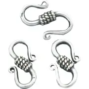 3 Bali Sterling Silver S-Hook Small Clasps Jewelry 14mm