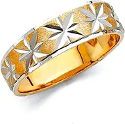[JewelryWeb] 14k Yellow Gold and White Gold 6mm Sparkle Cut Tapered Wedding Band Ring Size 7-Wedding-Band for Women and Men