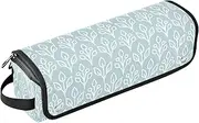 [sanluoli] 2 in 1 Hair Tools Organizer with Removable Heat Resistant Mat Carrying Case Flat Curling Iron Waterproof Organizer Light Blue Grey Flower Lines White Travel Bag for Hair Tools