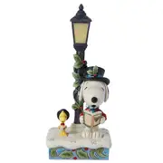 Peanuts by Jim Shore Snoopy & Woodstock Singing Christmas Carols Light-Up Lamp Post