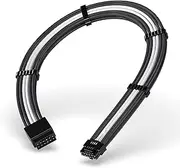 EZDIY-FAB GPU Power Sleeved Cable Extension, 16pin(12+4) 12VHPWR PCIe 5.0 Connector Male to Female for RTX 3090Ti 4080 4090, with Cable Combs-16AWG/Black White