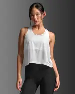 Light Speed React Crop Singlet, 2XU, XXS, White/Silver Reflective, Female