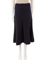 Navy Wool Knit A-Line Skirt