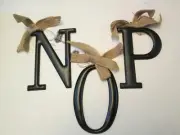 Black Tin Initial by Mud Pie, Initial N, O, or P, NWT