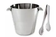 TRENTON STAINLESS STEEL WINE BUCKET + ICE TONGS