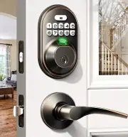 Veise Fingerprint Door Lock with 2 Lever Handles - Keyless Entry Door Lock, K...