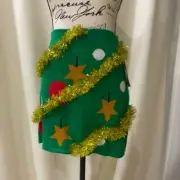 CHRISTMAS TREE TINSEL FETCHING KNIT MINI SKIRT GIGGLE BELL HOLIDAYS SIZE SMALL