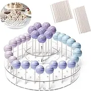 SNAILGARDEN 2 Tired Cake Pop Stand, 64 Holes Acrylic Cake Pop Display Stand Round Lollipop Stand Holder for Dessert Table Cupcakes Lollipops Weddings Baby Showers Birthday Parties Anniversaries