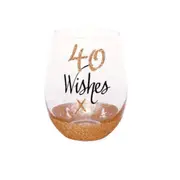 40th Birthday Stemless Gold Wine Glass