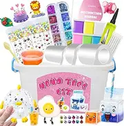 Cocurb Make Your Own Nano Tape Bubble Kit for Kids, Adults Anxiety Relief Stress Balls Toys with Storage Box Thick Nano Tape, Clay, Slime, Glitter, Inflator Pump, Scissors, Emoticons Stickers