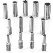 Professional 13-Piece SAE Deep Socket Set | 1/4-Inch Drive | Chrome Finish