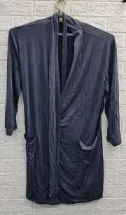New Boody Goodnight Tie Close Robe W/Pockets Blue Size Medium/Large