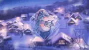 Anime girls pictureinpicture blue hair pointy ears snow Playmat Game Mat Desk