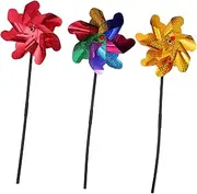 FONDOTIN 3 Pcs Garden Windmills Reflective Bird Scarer Outdoor Decor for Garden Spinning Wind Spinners