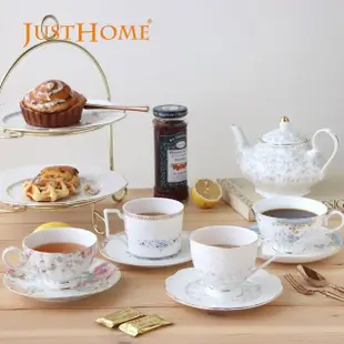 【Just Home】南法香頌新骨瓷咖啡杯盤組200ml(杯 咖啡杯 杯盤)