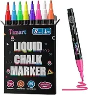 Timart Extra Fine Tip Chalk Markers (8 Pack 1mm Point), Liquid Chalk Pens - Dry Erase Marker Pens for Blackboard, Chalkboards, Windows, Glass, Bistro, Cars, Signs, Chalkboard Labels Included