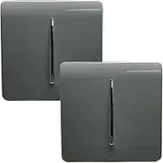 Trendi 1 Gang 2 Way Artistic Modern Glossy 10 Amp Rocker Tactile Light Switch Charcoal (2 Pack)