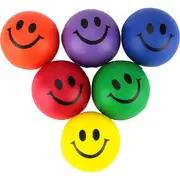 Coloured Smiley Face Squishy Balls (Pack of 6)